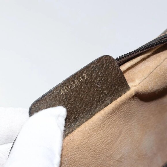 GUCCI GG Supreme Web Sherry Line Clutch Bag PVC Beige Auth BA7254 - Picture 12 of 16